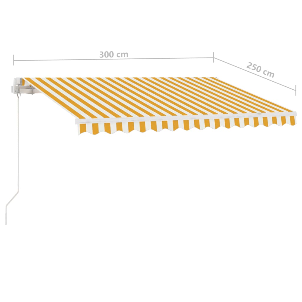 Luifel vrijstaand handmatig uittrekbaar 300x250 cm geel en wit