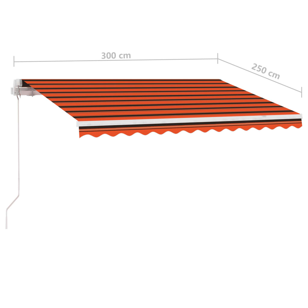 Luifel vrijstaand handmatig uittrekbaar 300x250 cm oranje bruin