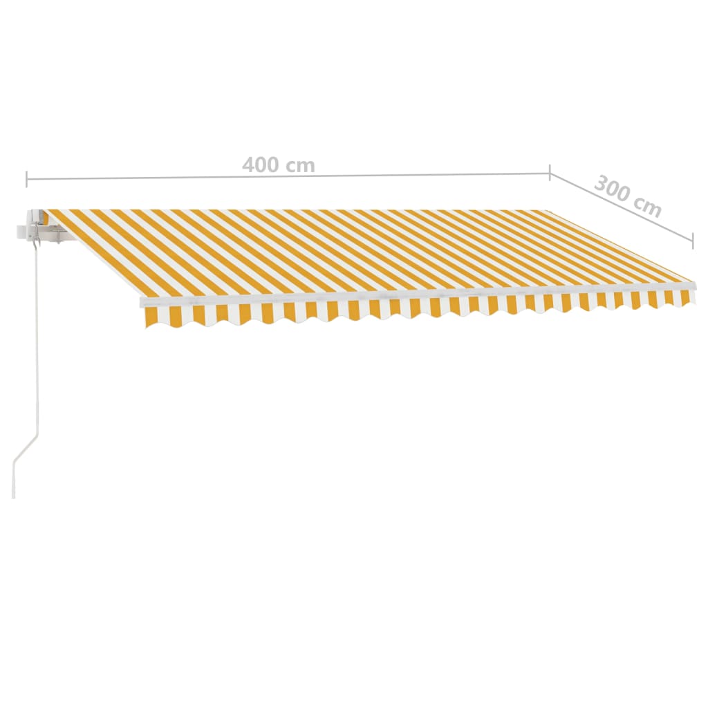 Luifel handmatig uittrekbaar met LED 400x300 cm geel en wit