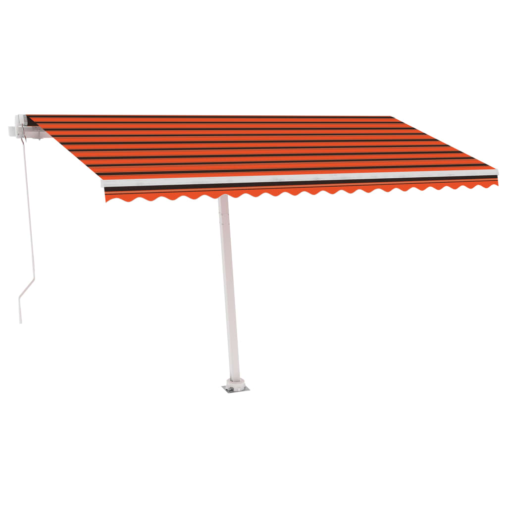 Luifel handmatig uittrekbaar met LED 400x300 cm oranje en bruin