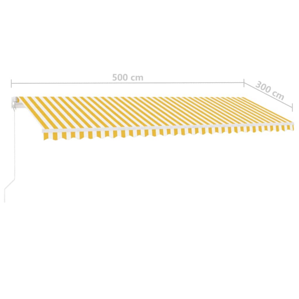 Luifel handmatig uittrekbaar met LED 500x300 cm geel en wit