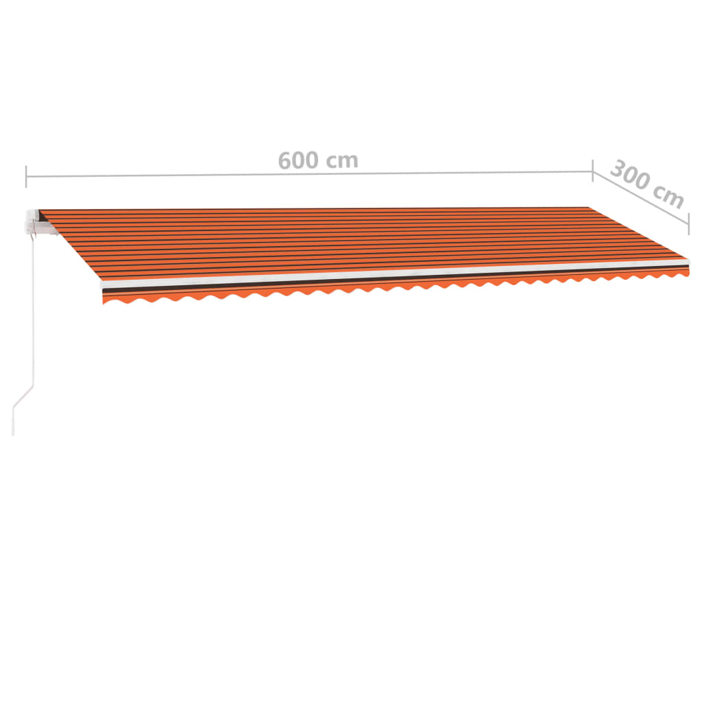 Luifel vrijstaand handmatig uittrekbaar 600x300 cm oranje bruin