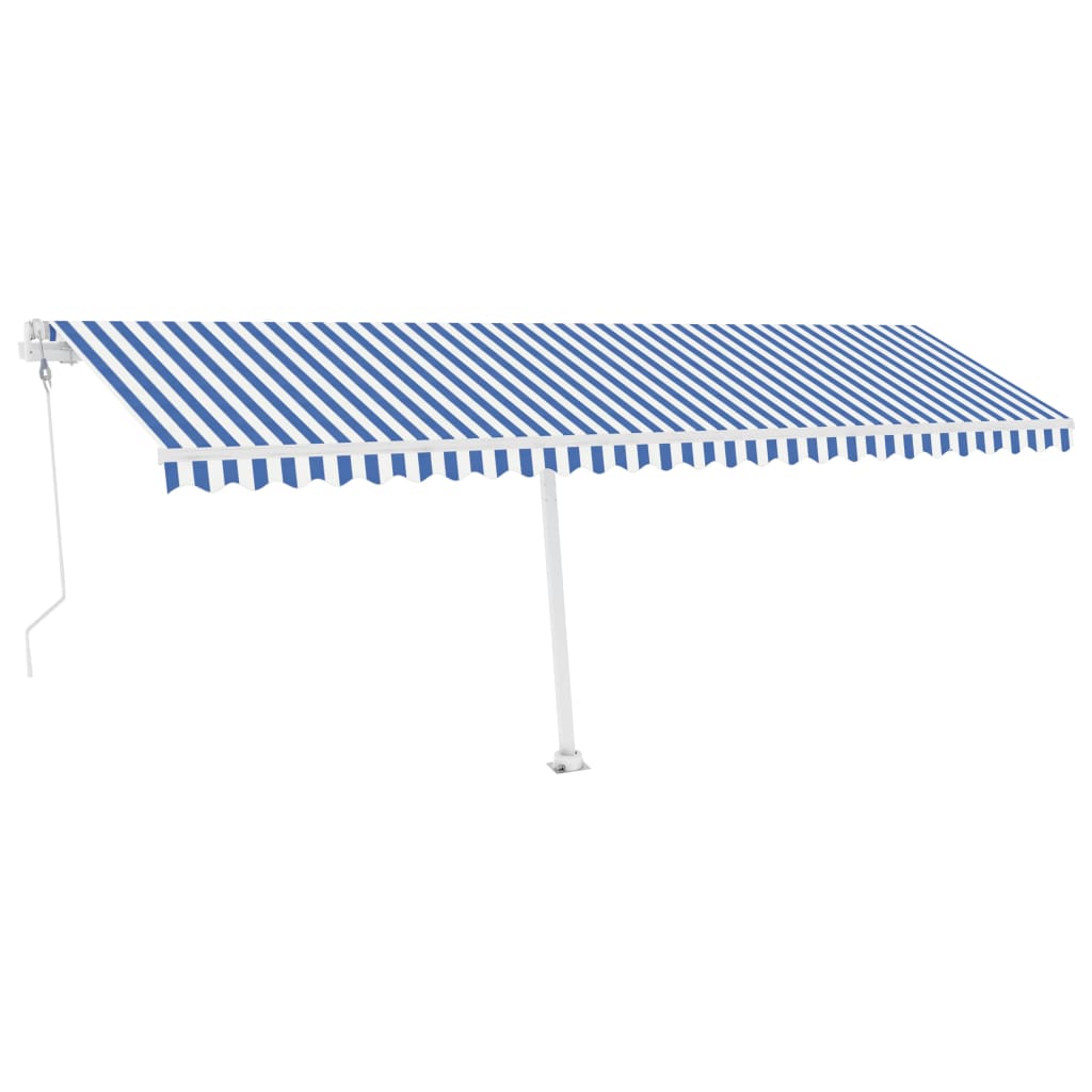 Luifel automatisch met LED en windsensor 600x300 cm blauw wit