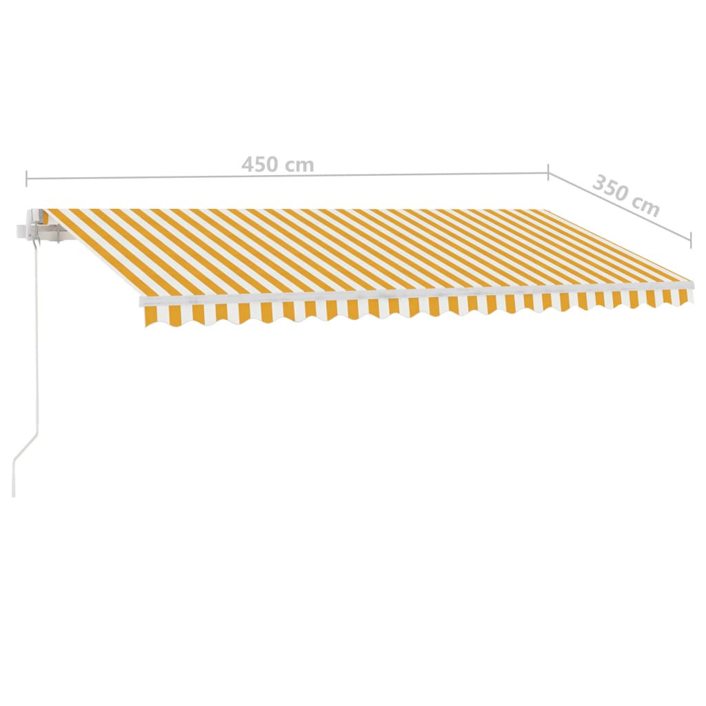 Luifel handmatig uittrekbaar met LED 450x350 cm geel en wit