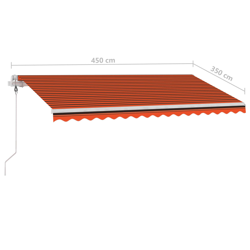 Luifel automatisch met LED windsensor 450x350 cm oranje bruin