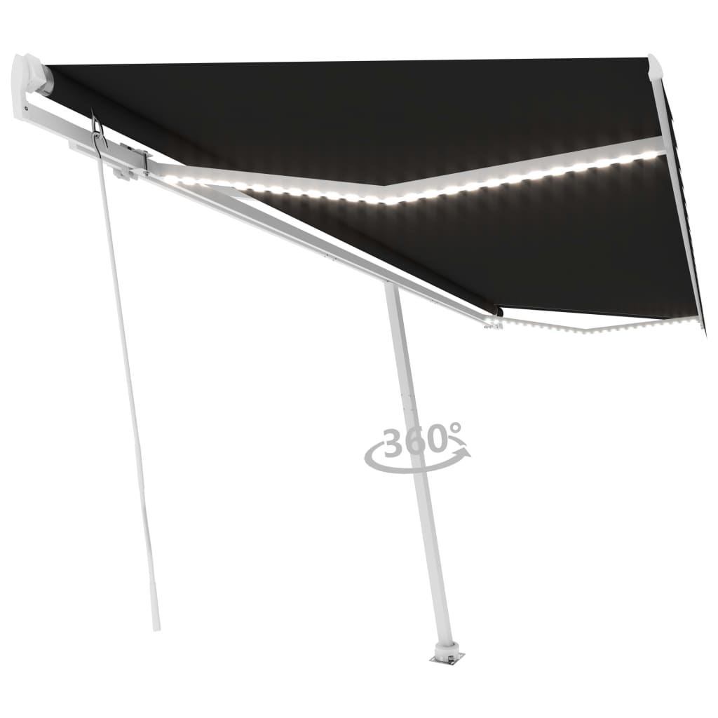 Luifel handmatig uittrekbaar met LED 500x350 cm antracietkleur