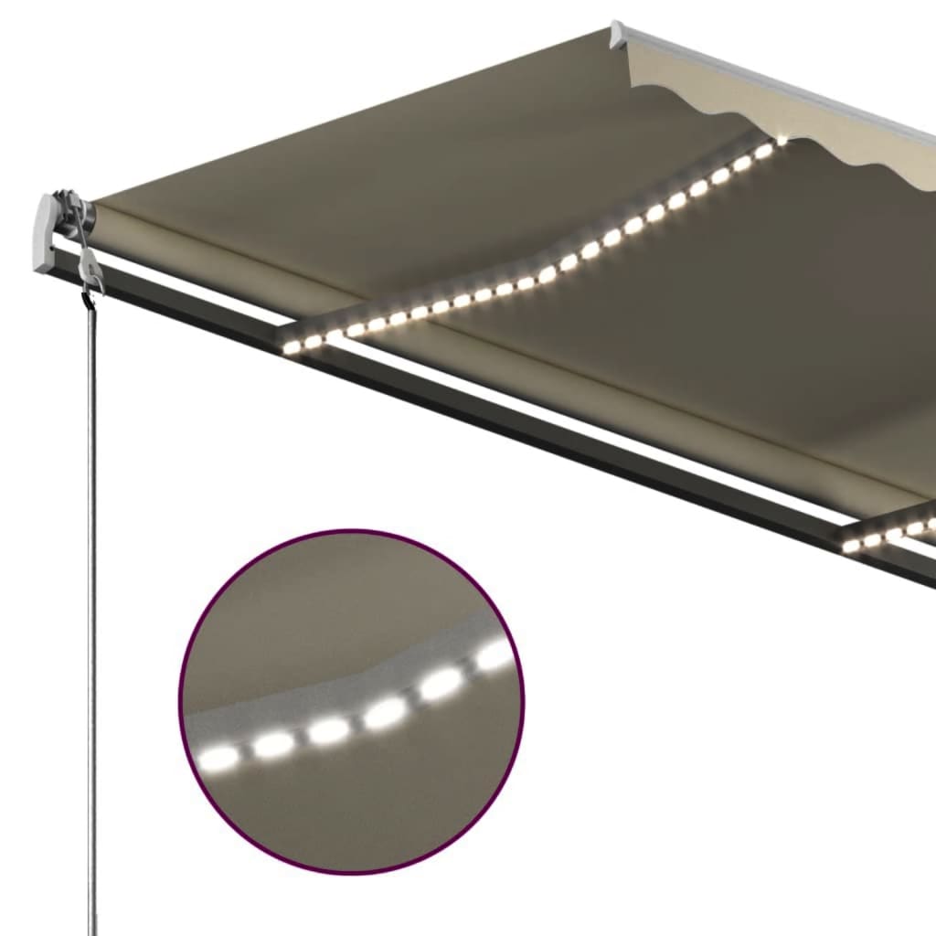 Luifel handmatig uittrekbaar met LED 300x250 cm crèmekleurig