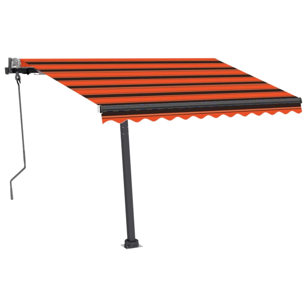 Luifel handmatig uittrekbaar met LED 300x250 cm oranje en bruin