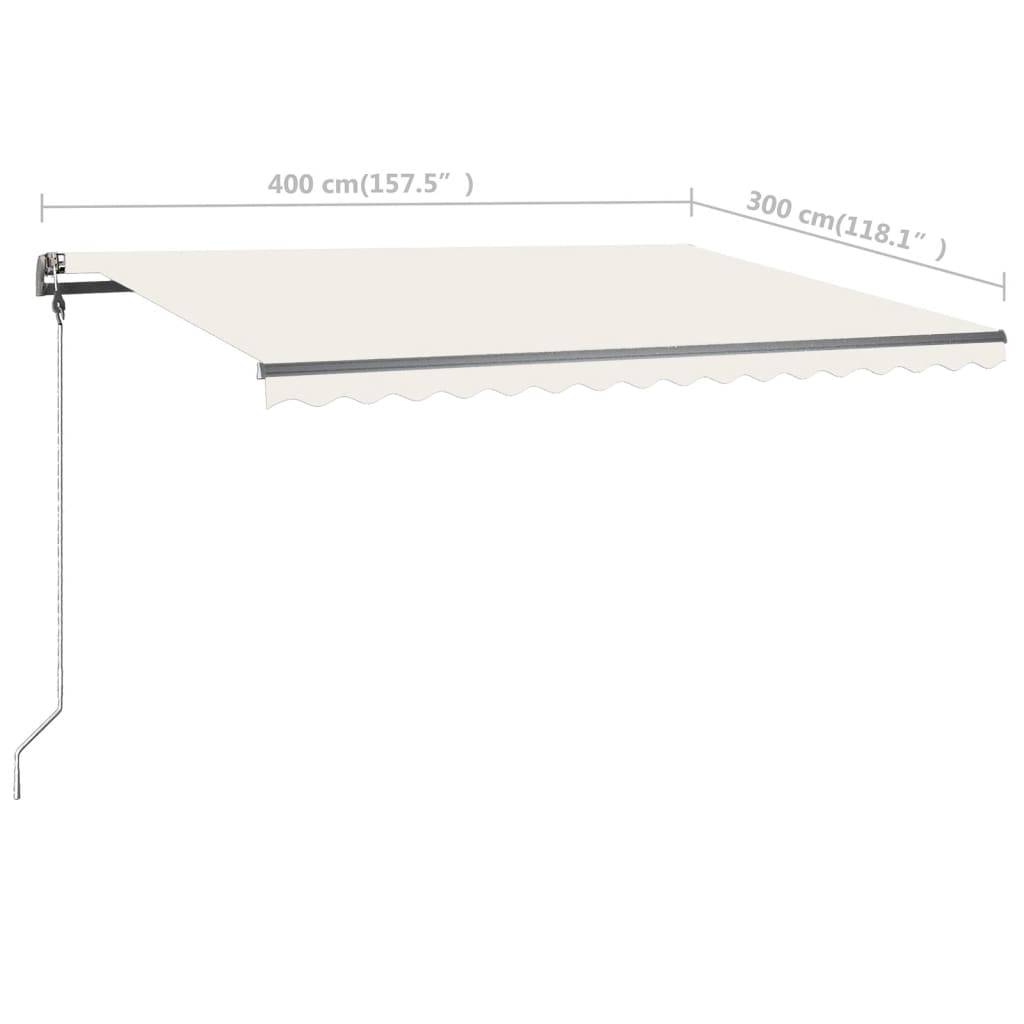 Luifel vrijstaand handmatig uittrekbaar 400x300 cm crèmekleurig