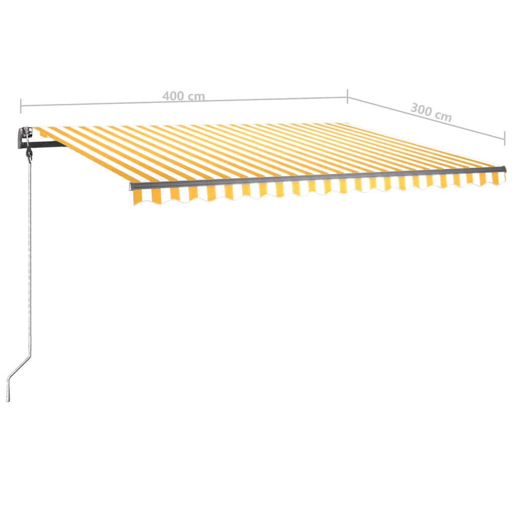 Luifel vrijstaand handmatig uittrekbaar 400x300 cm geel en wit