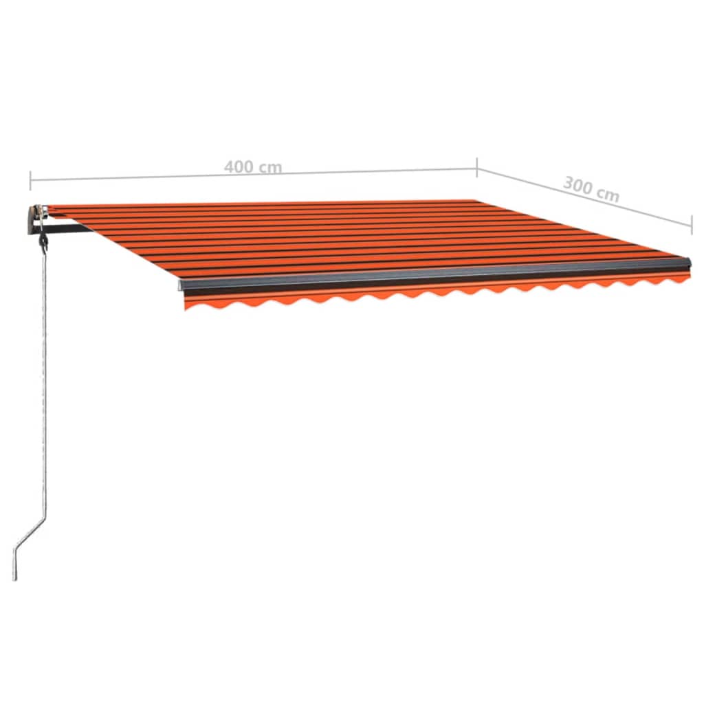 Luifel vrijstaand handmatig uittrekbaar 400x300 cm oranje bruin