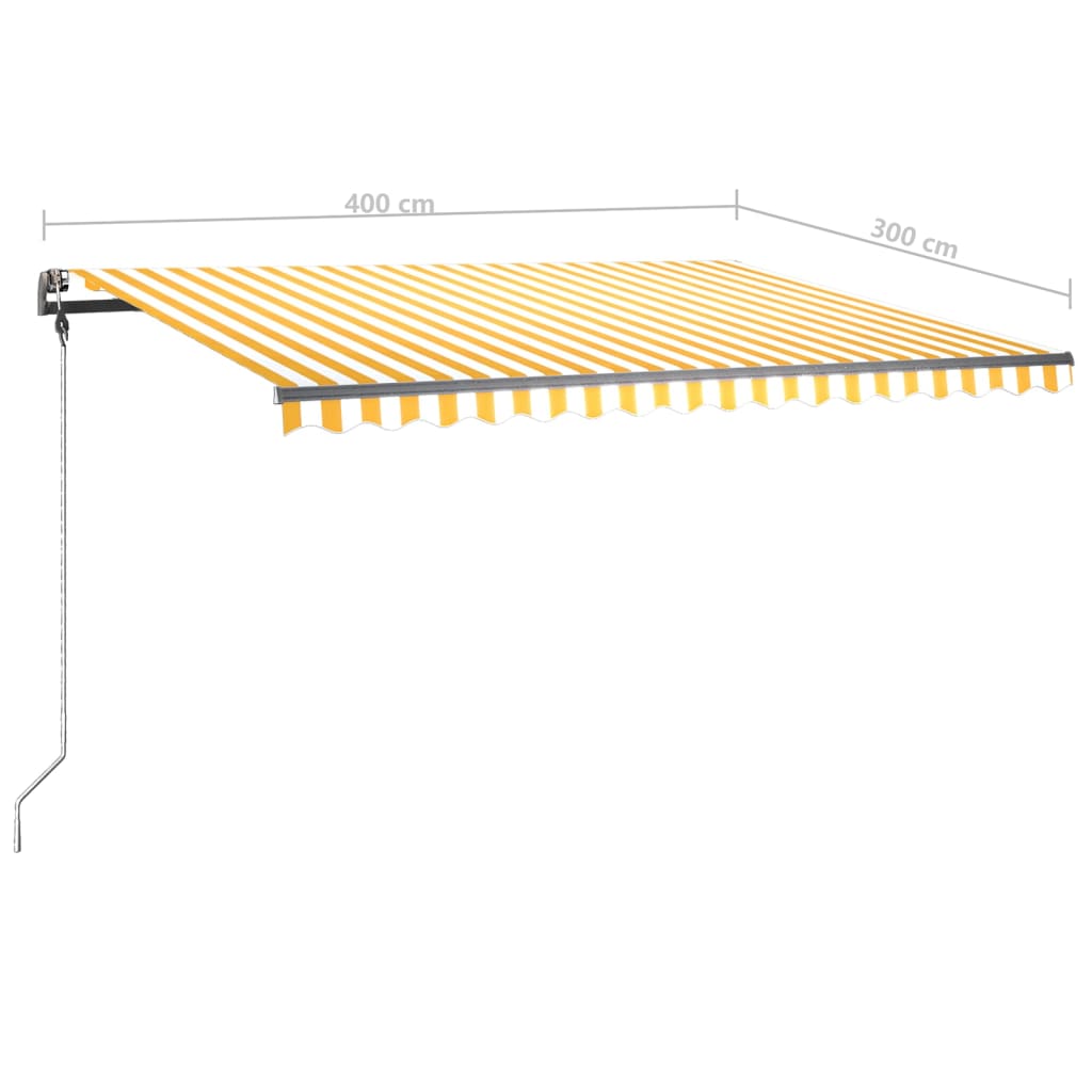 Luifel handmatig uittrekbaar met LED 400x300 cm geel en wit