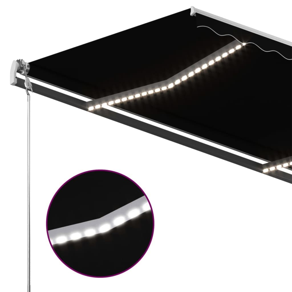 Luifel handmatig uittrekbaar met LED 400x300 cm antracietkleur