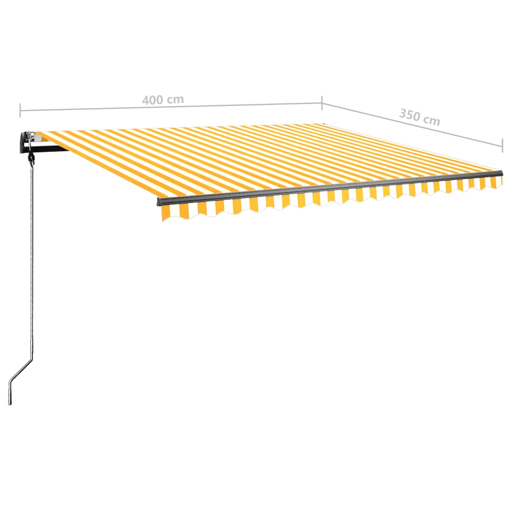 Luifel vrijstaand handmatig uittrekbaar 400x350 cm geel en wit