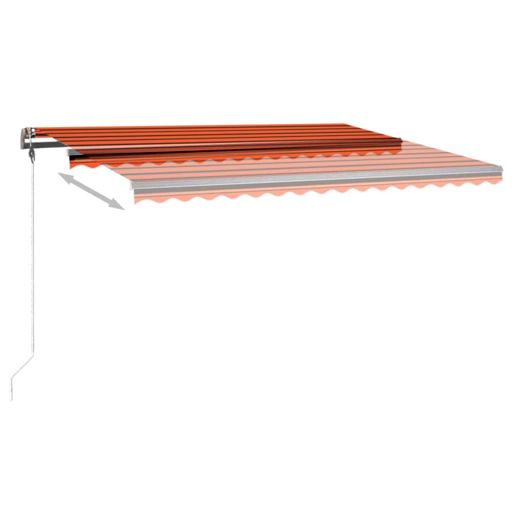 Luifel handmatig uittrekbaar met LED 400x350 cm oranje en bruin