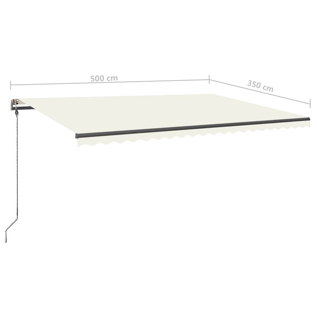 Luifel handmatig uittrekbaar met LED 500x350 cm crèmekleurig