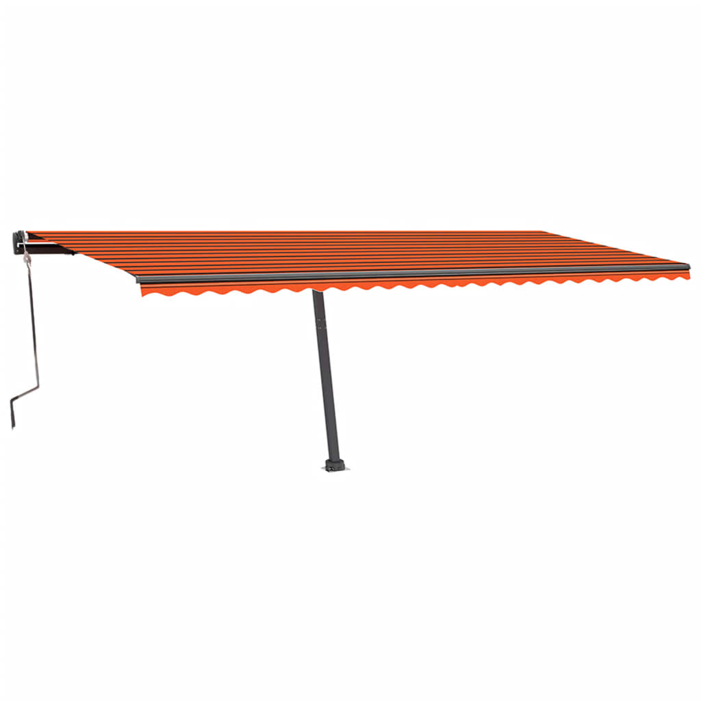 Luifel handmatig uittrekbaar met LED 600x350 cm oranje en bruin