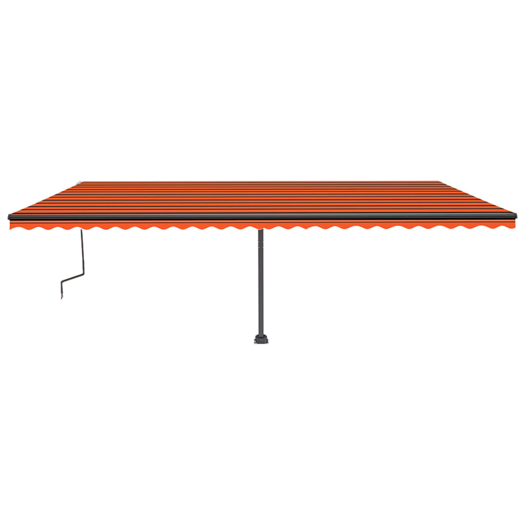 Luifel handmatig uittrekbaar met LED 600x350 cm oranje en bruin