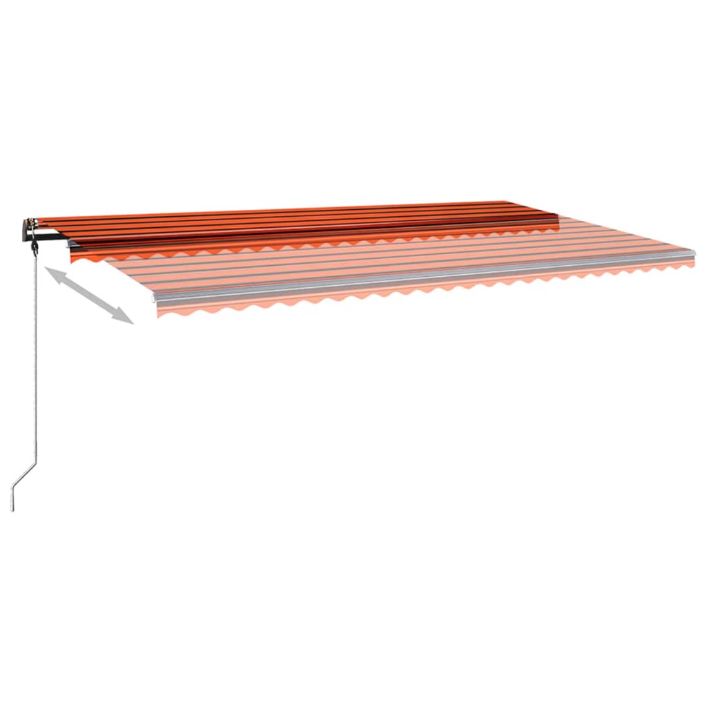 Luifel handmatig uittrekbaar met LED 600x350 cm oranje en bruin