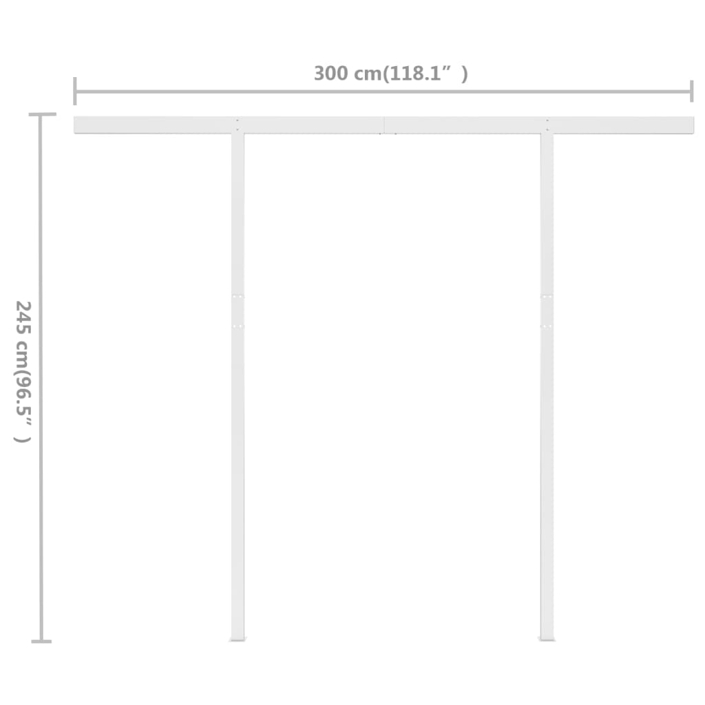 Luifel handmatig uittrekbaar met palen 3x2,5 m blauw en wit