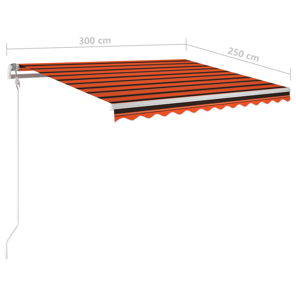 Luifel handmatig uittrekbaar met palen 3x2,5 m oranje en bruin