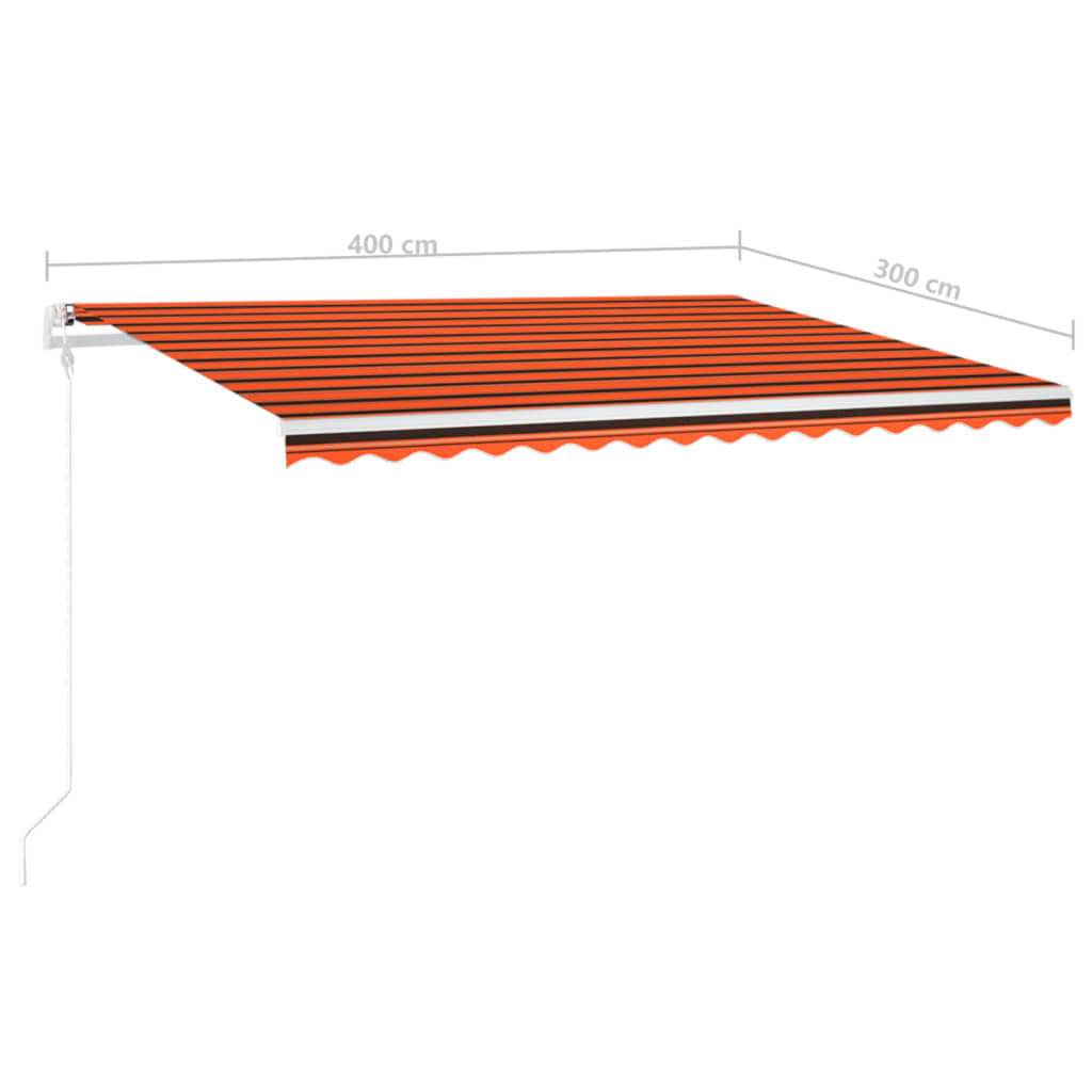 Luifel handmatig uittrekbaar met LED 4x3 m oranje en bruin