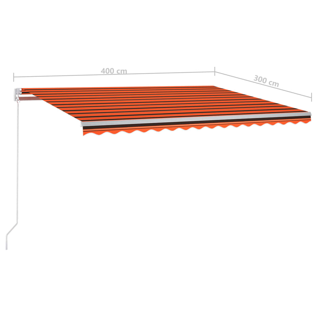 Luifel automatisch uittrekbaar met palen 4x3 m oranje en bruin