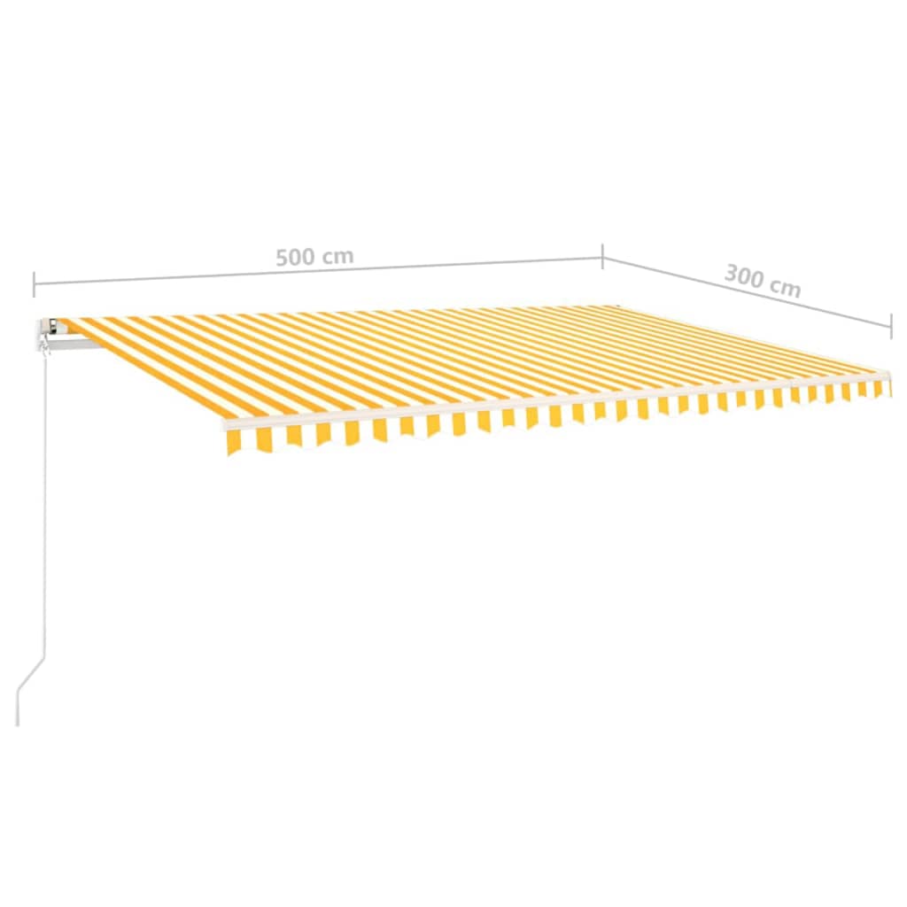 Luifel handmatig uittrekbaar met LED 5x3 m geel en wit