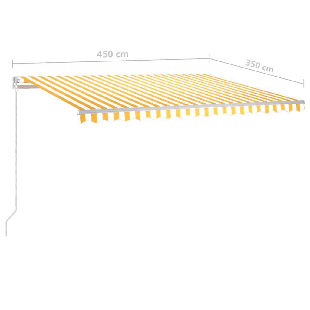 Luifel handmatig uittrekbaar met LED 4,5x3,5 m geel en wit