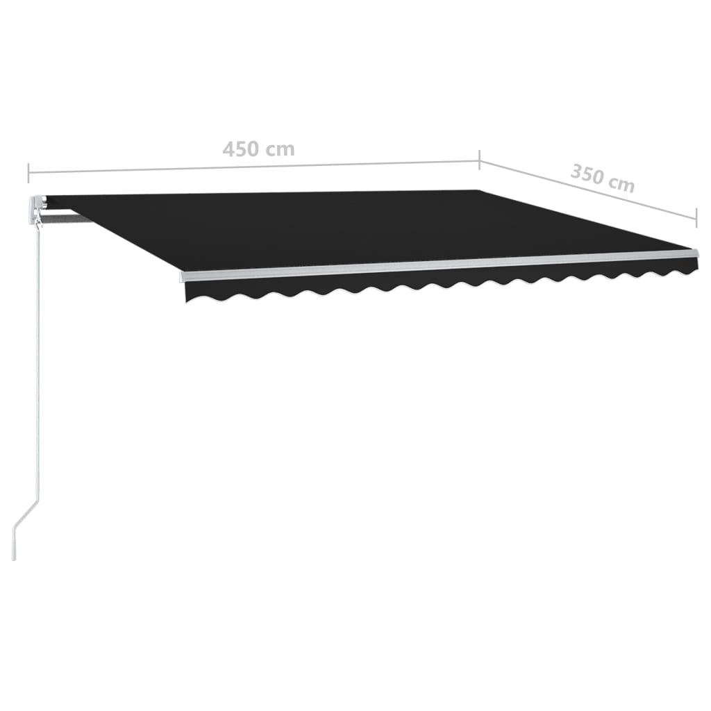 Luifel handmatig uittrekbaar met LED 4,5x3,5 m antracietkleurig