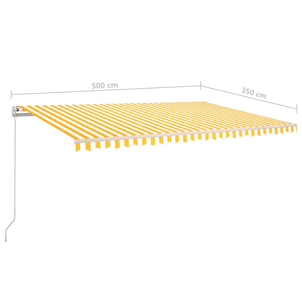 Luifel handmatig uittrekbaar met LED 5x3,5 m geel en wit