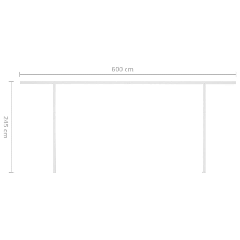 Luifel handmatig uittrekbaar met LED 6x3,5 m crèmekleurig