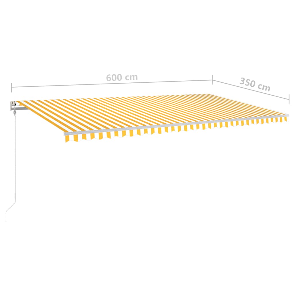 Luifel handmatig uittrekbaar met LED 6x3,5 m geel en wit