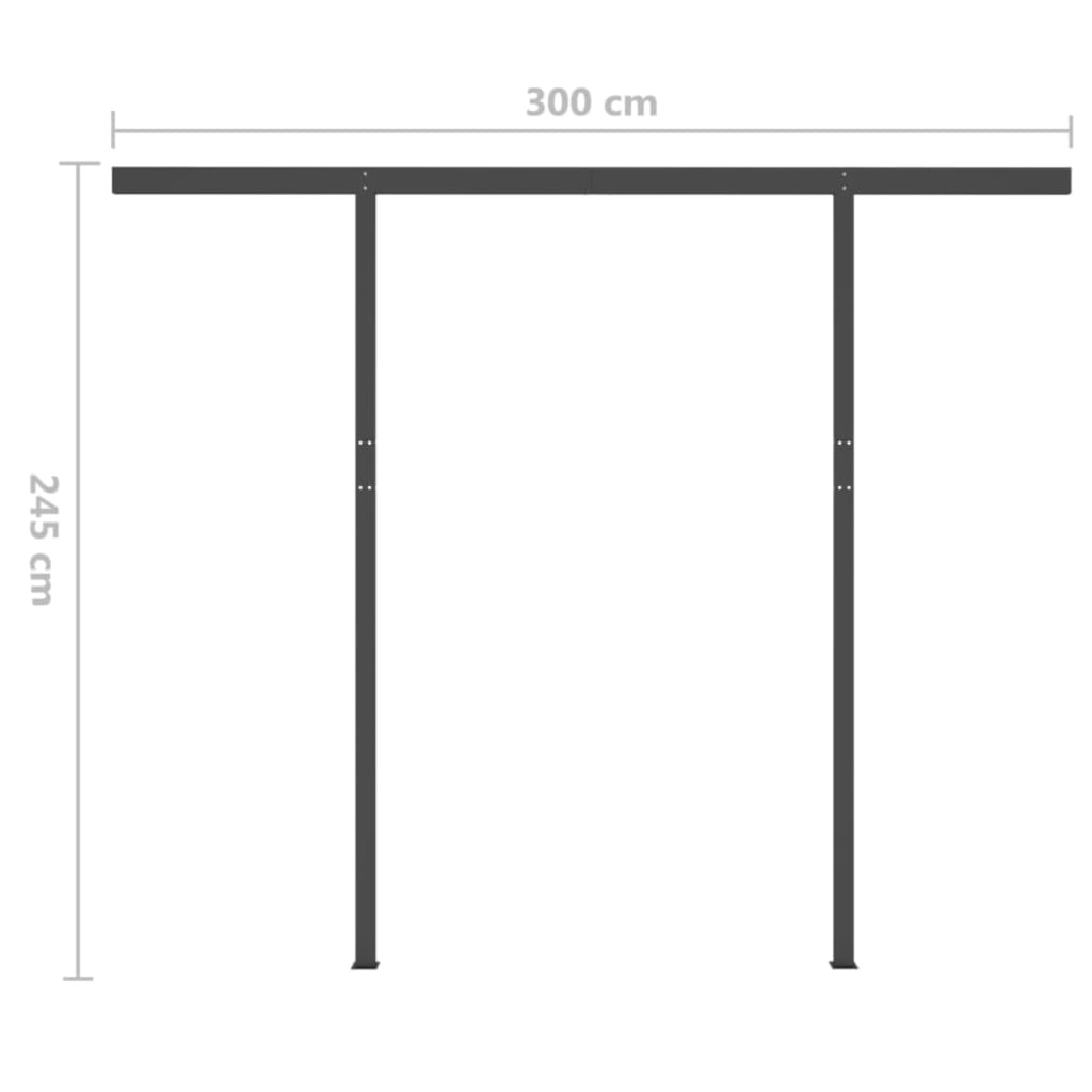 Luifel handmatig uittrekbaar met LED 3x2,5 m geel en wit