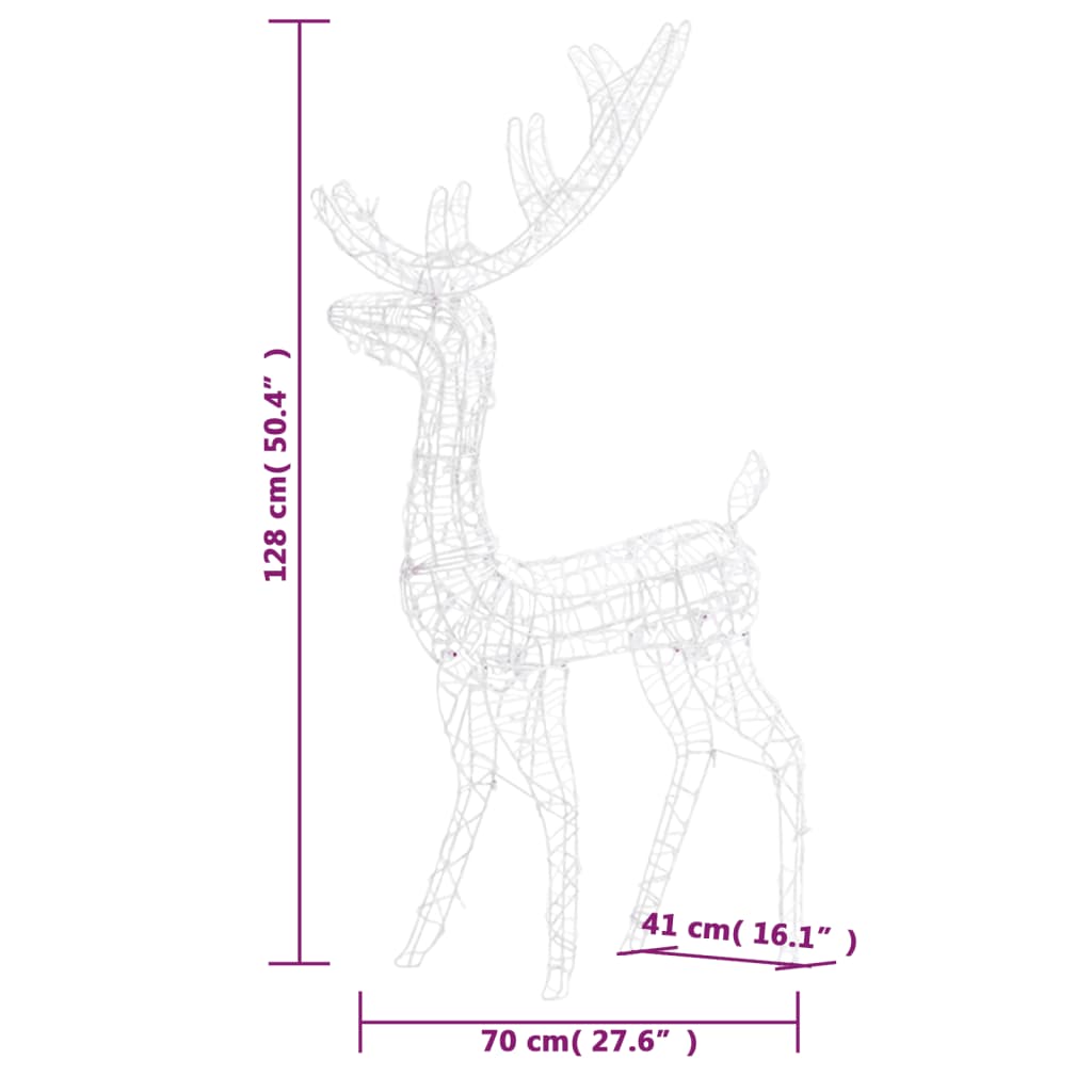 Kerstversiering rendier 140 LED's 120 cm acryl warmwit