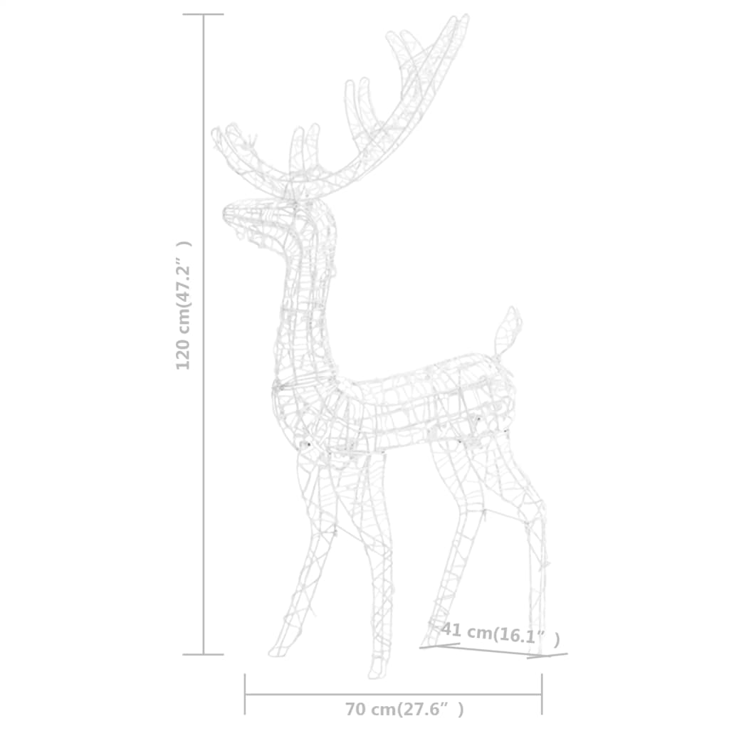 Kerstversiering rendier 140 LED's koudwit 120 cm acryl