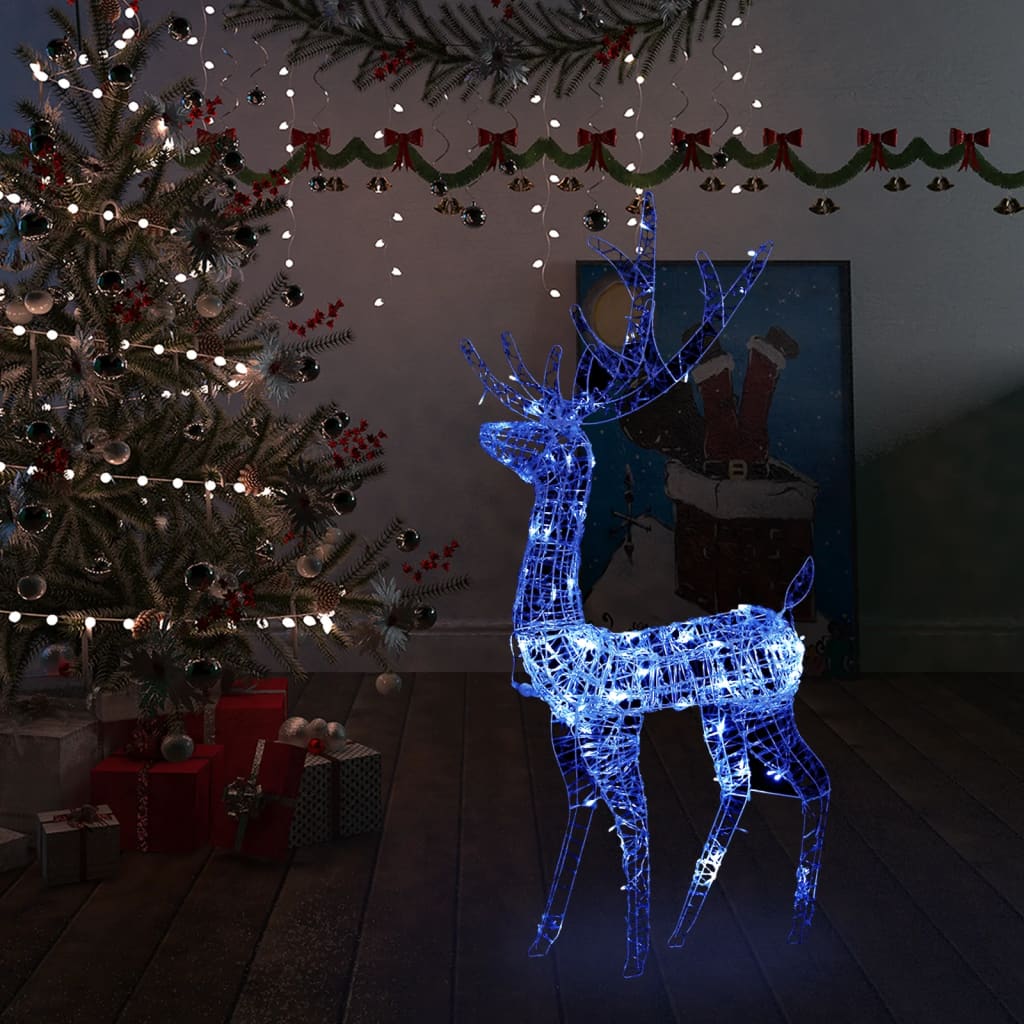 Kerstversiering rendier 140 LED's 120 cm acryl blauw