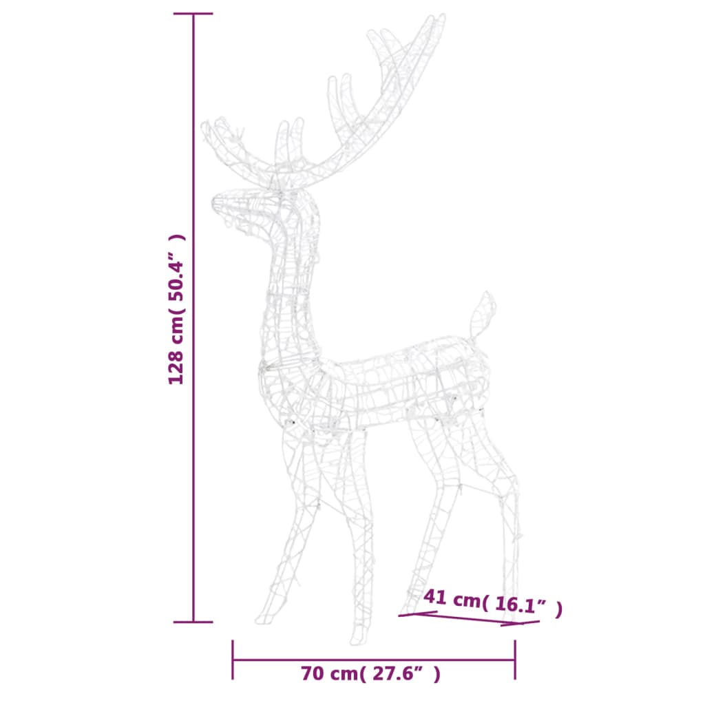 Kerstversiering rendier 140 LED's 120 cm acryl meerkleurig