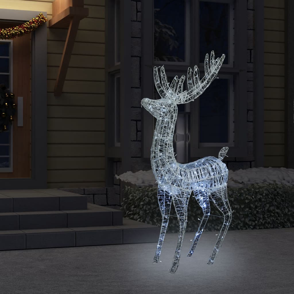 Kerstdecoratie rendier 250 LED's koudwit 180 cm acryl