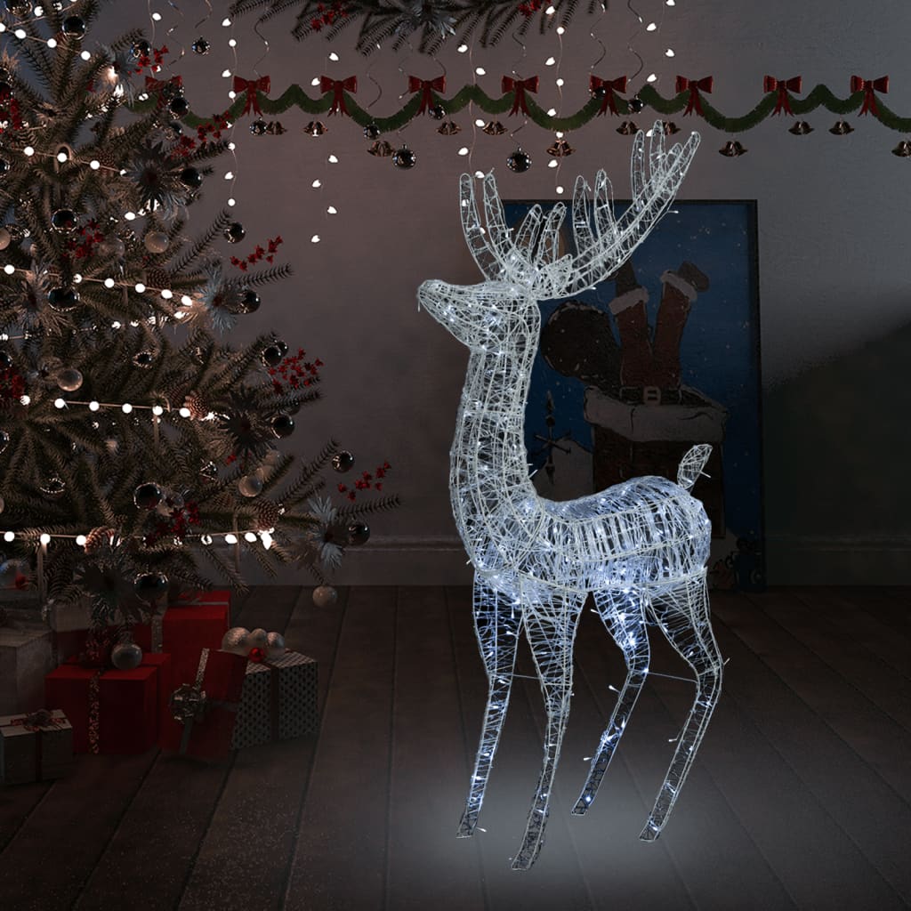 Kerstdecoratie rendier 250 LED's koudwit 180 cm acryl