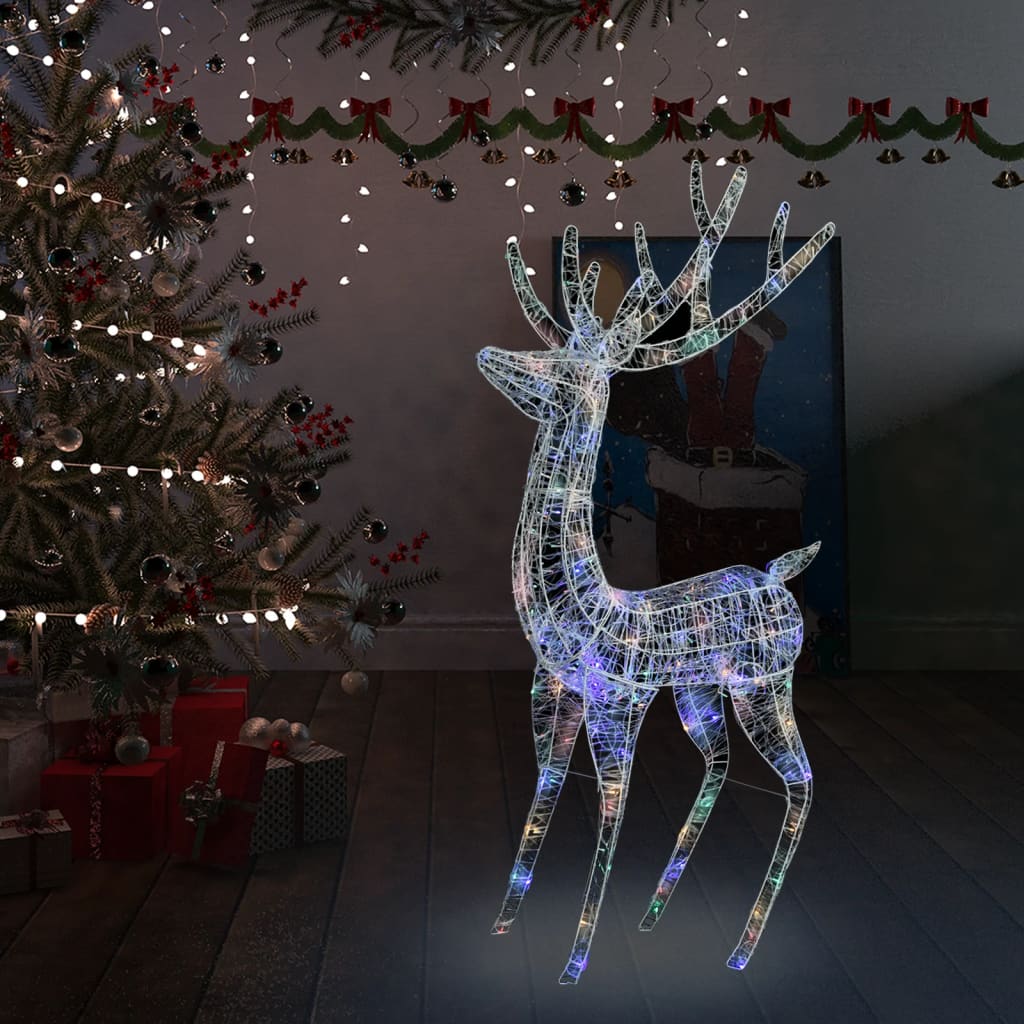 Kerstdecoratie rendier 250 LED's meerkleurig 180 cm acryl