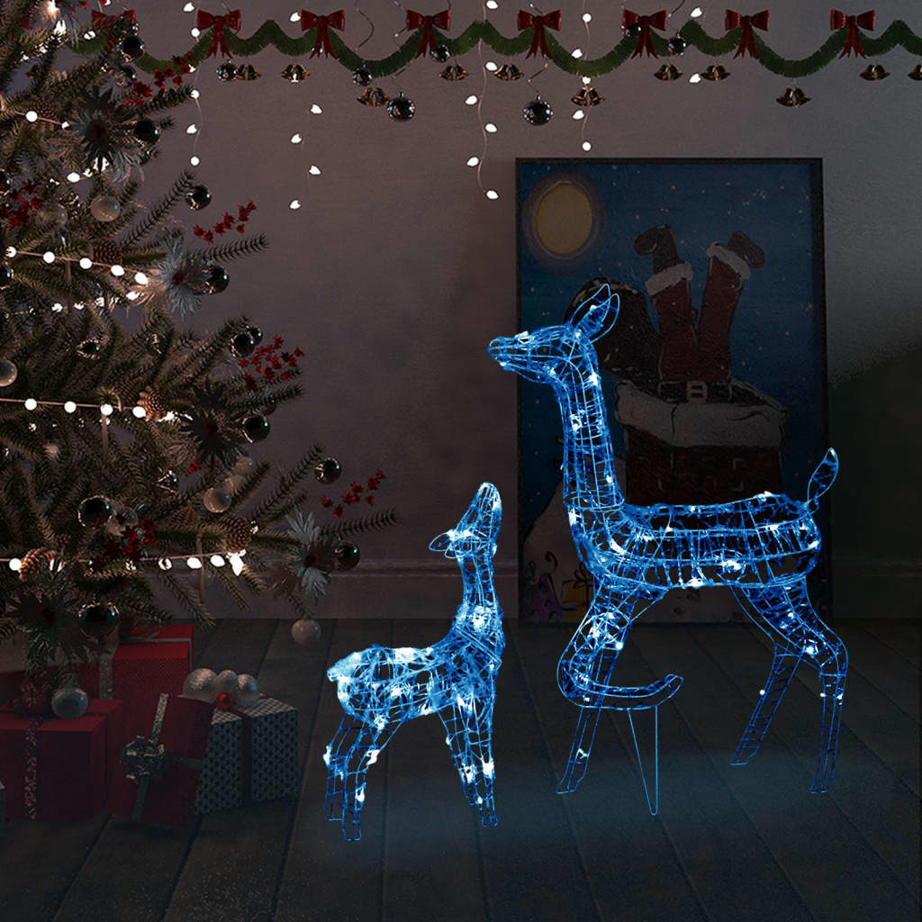 Kerstversiering rendierfamilie 160 LED's blauw acryl