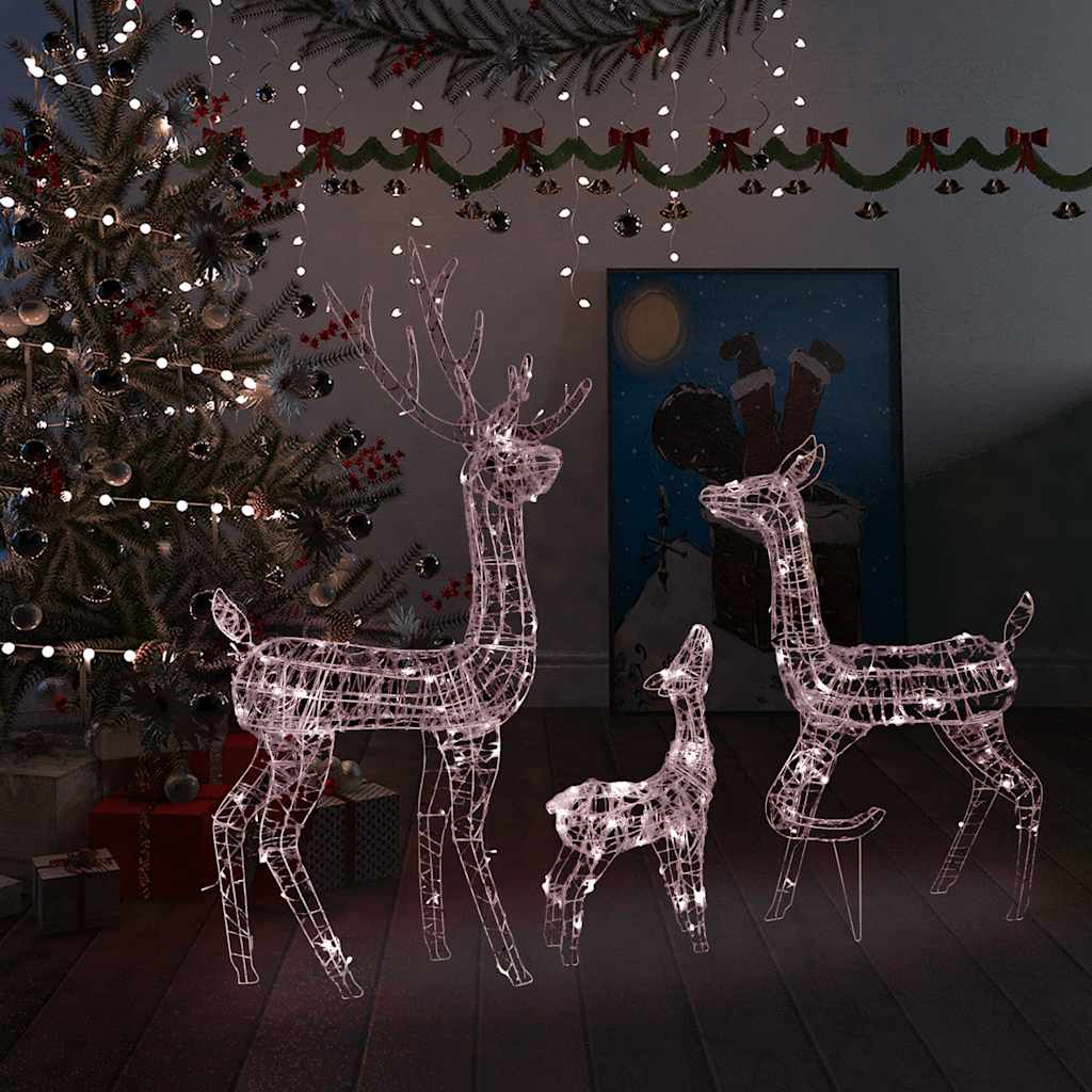 Kerstversiering rendierfamilie 300 LED's warmwit acryl