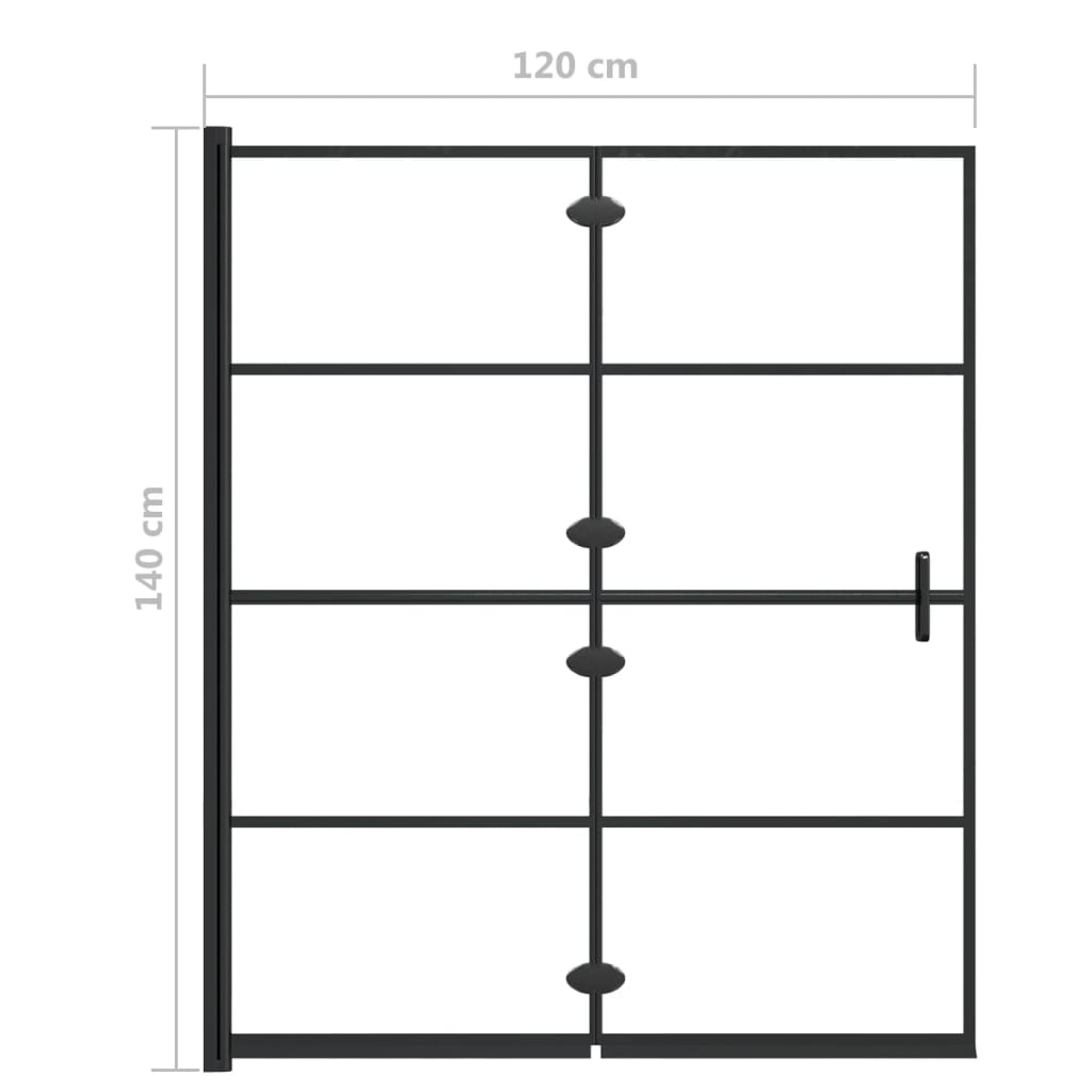 Douchewand inklapbaar 120x140 cm ESG zwart