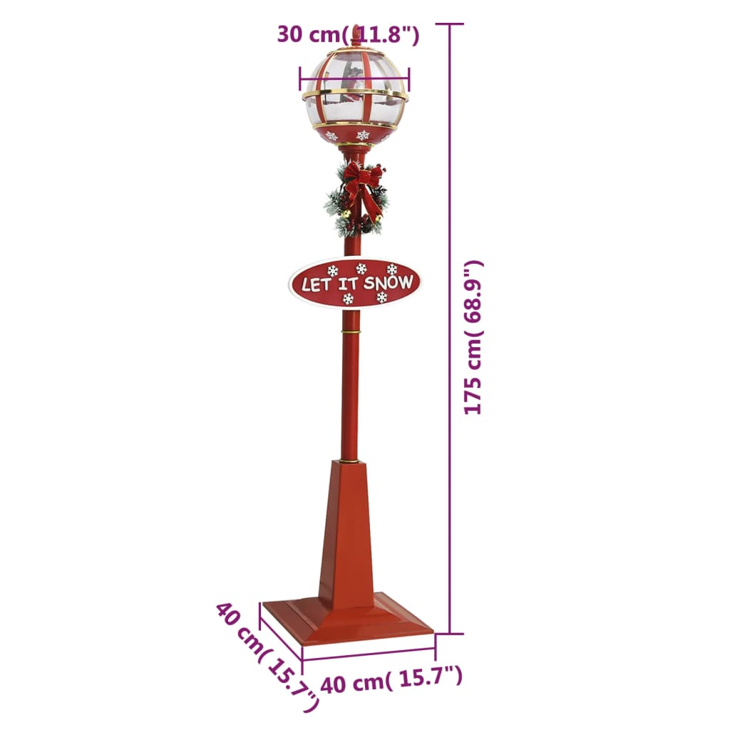 Straatlantaarn met kerstman LED 175 cm