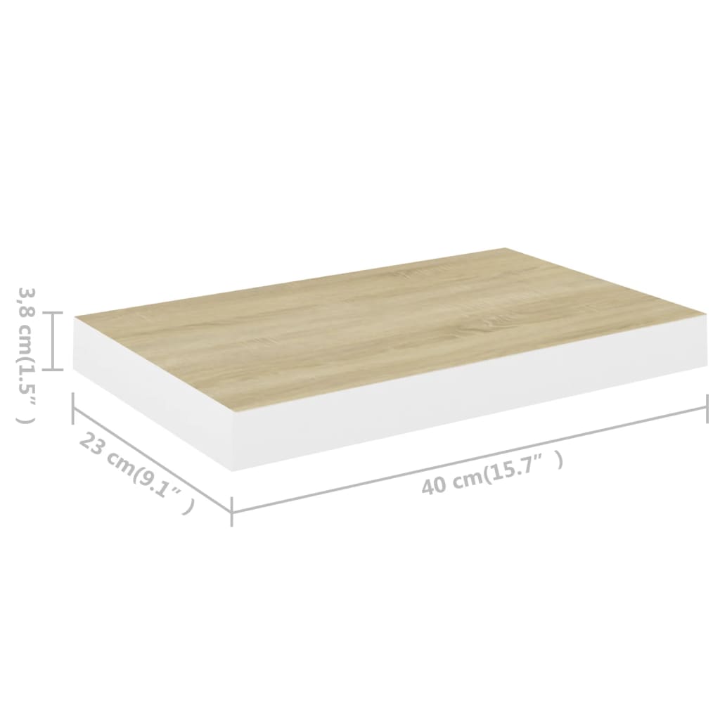 Wandschappen Zwevend 4 St 40X23X3,8 Cm Mdf Eikenkleurig En Wit 40 x 23 x 3.8 cm Eiken en wit