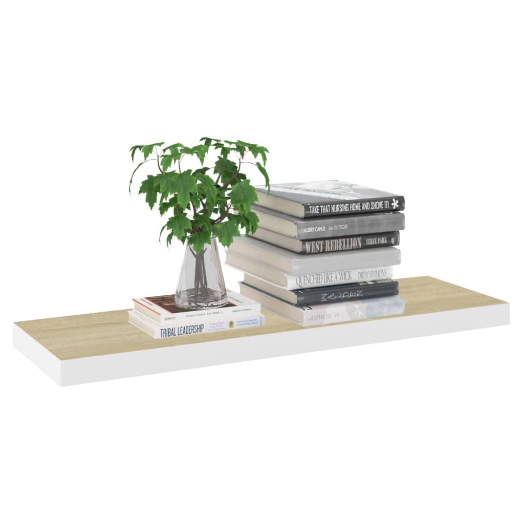 Wandschappen Zwevend 4 St 80X23,5X3,8 Cm Mdf Eikenkleurig Wit 80 x 23.5 x 3.8 cm Eiken en wit