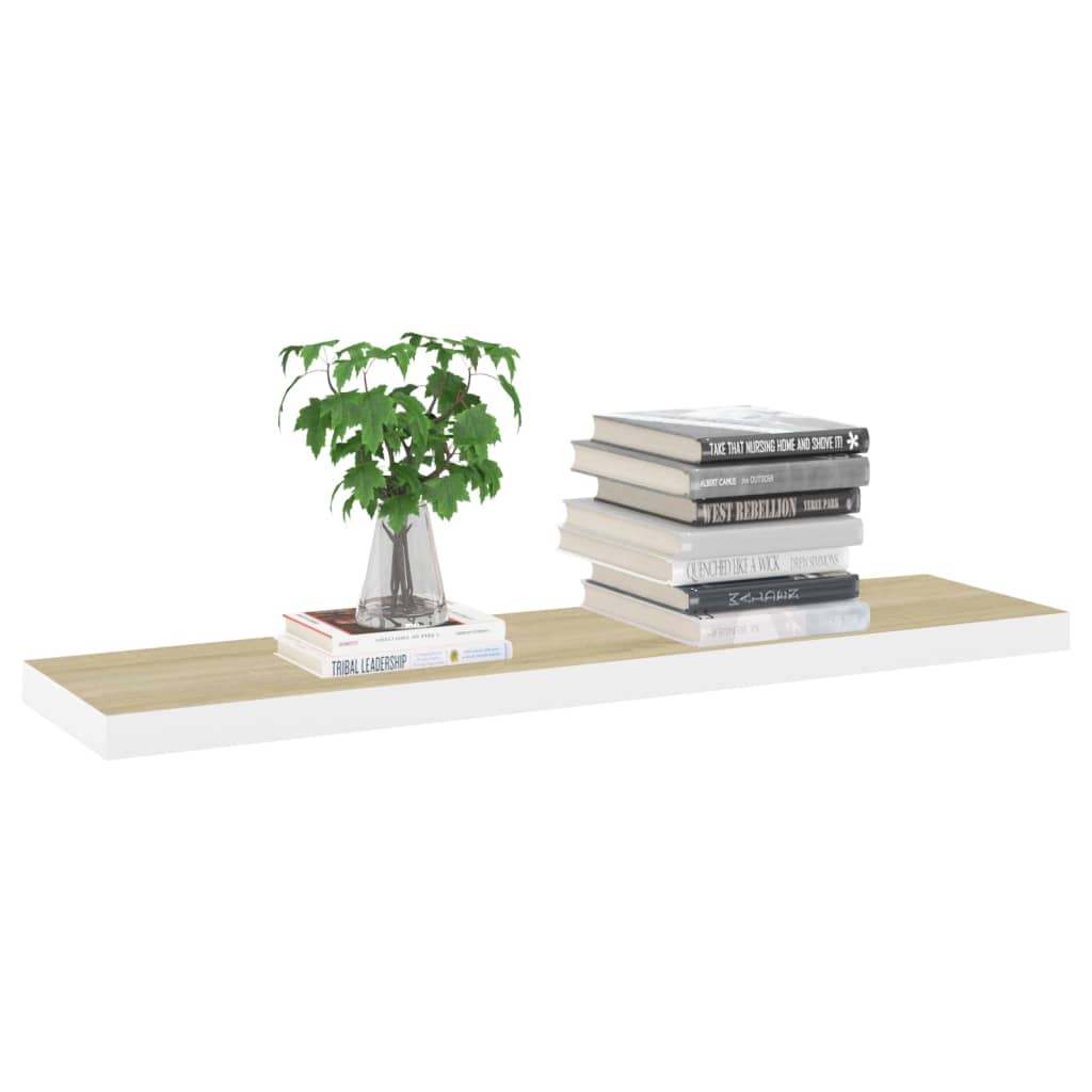 Wandschappen Zwevend 4 St 90X23,5X3,8 Cm Mdf Eikenkleurig Wit 90 x 23.5 x 3.8 cm Eiken en wit