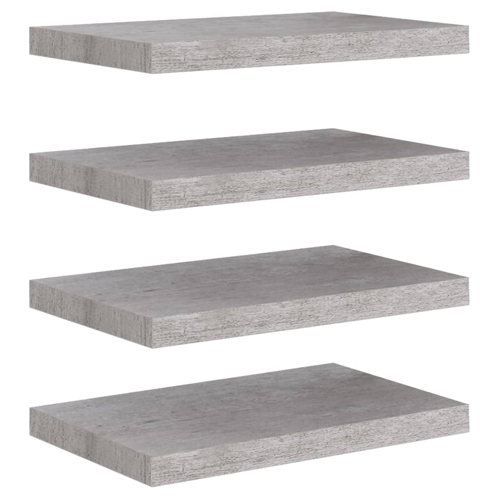 Wandschappen Zwevend 4 St 50X23X3,8 Cm Mdf Betongrijs 50 x 23 x 3.8 cm