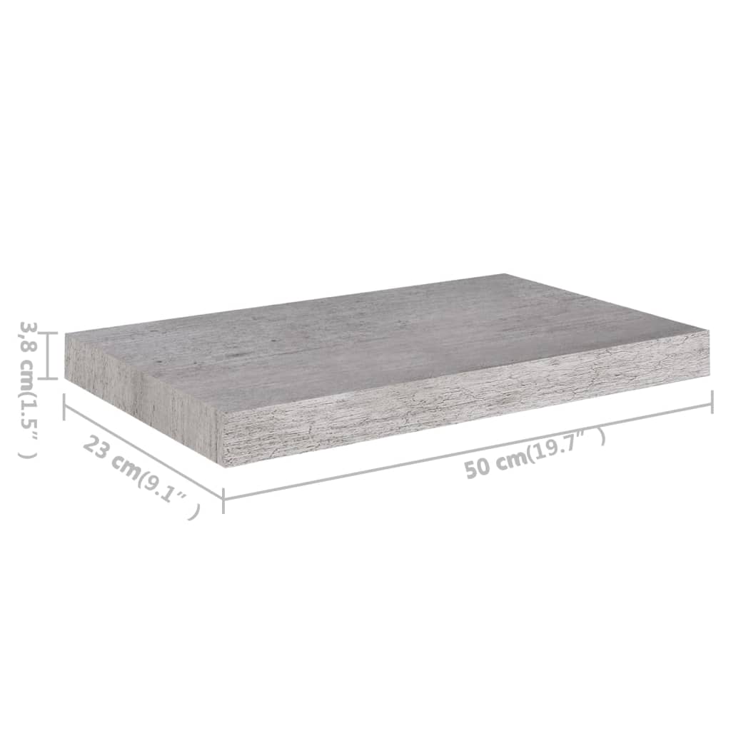 Wandschappen Zwevend 4 St 50X23X3,8 Cm Mdf Betongrijs 50 x 23 x 3.8 cm